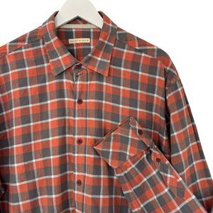 Age of Wisdom Button Down Long Sleeve Casual Shirt Check Linen Cotton XXL EUC